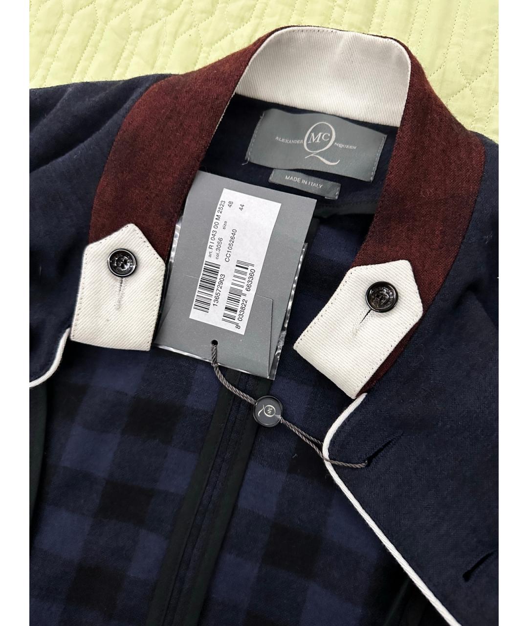 ALEXANDER MCQUEEN Темно-синий шерстяной кардиган, фото 6