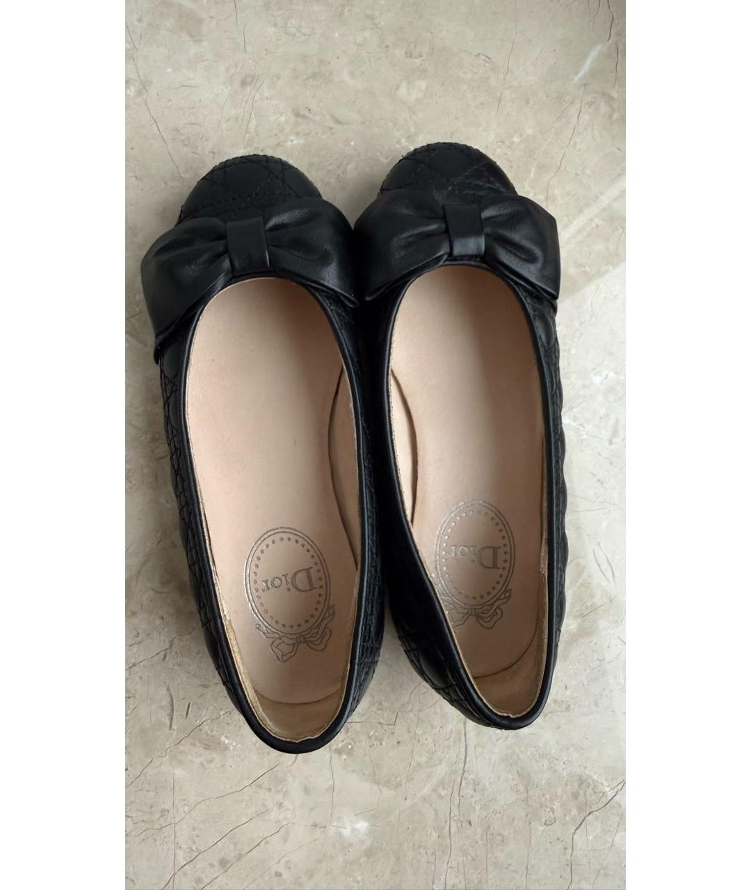 CHRISTIAN DIOR Черные кожаные балетки, фото 3