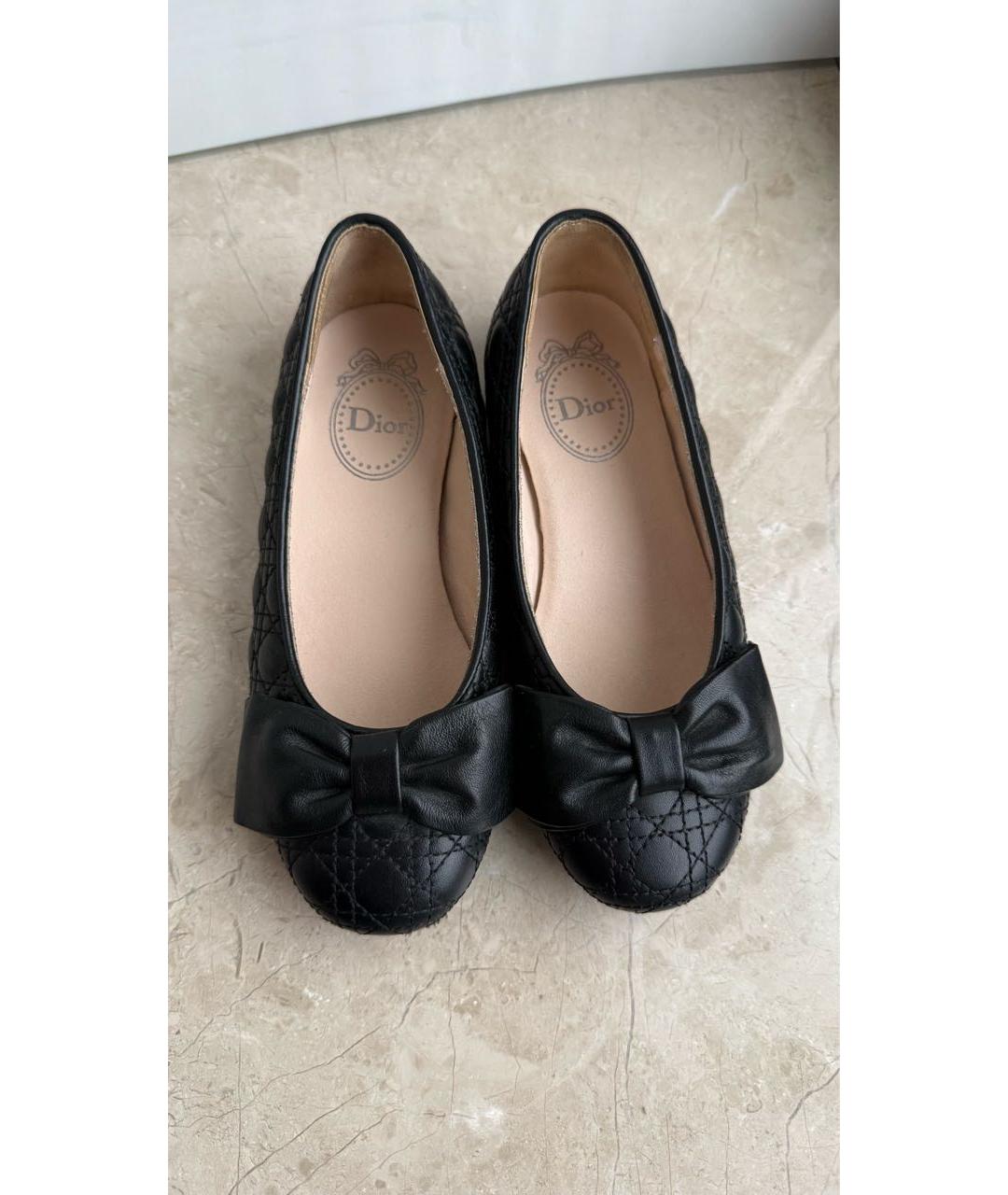 CHRISTIAN DIOR Черные кожаные балетки, фото 2