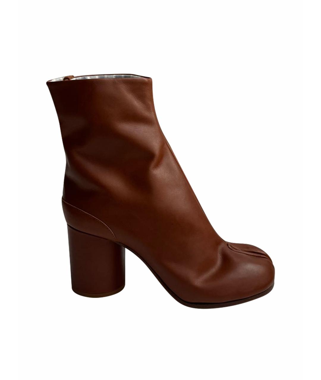 MAISON MARGIELA Коричневые кожаные ботильоны, фото 1