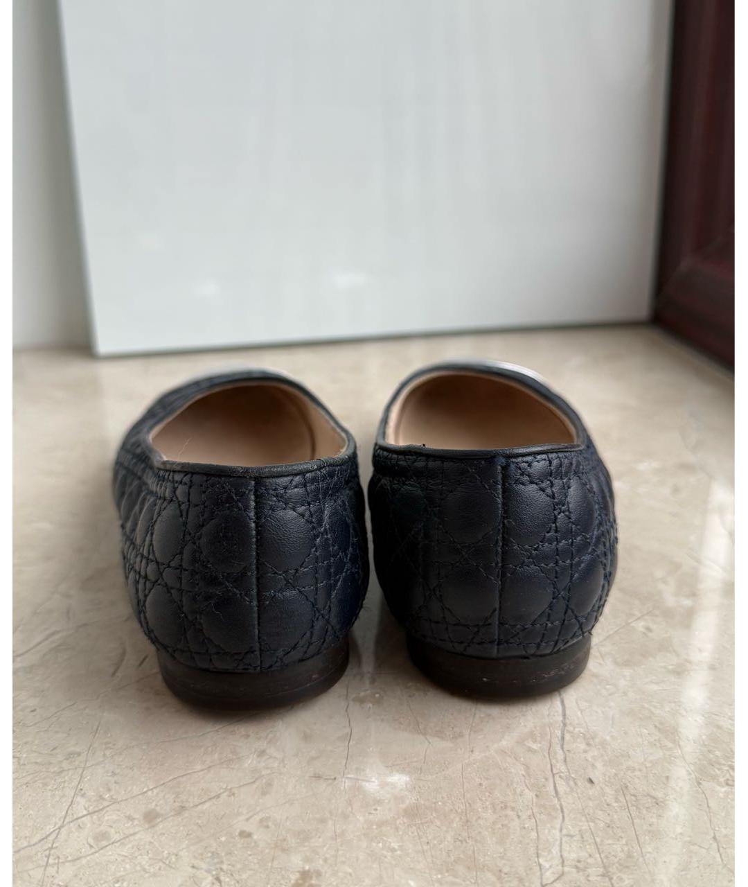 CHRISTIAN DIOR Темно-синие кожаные балетки, фото 3