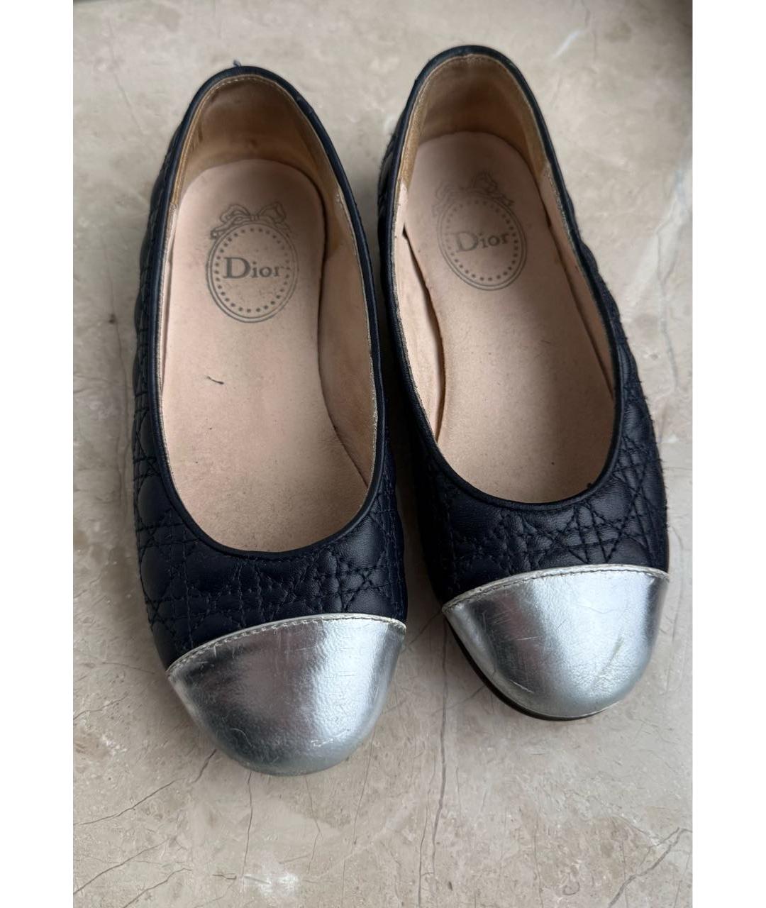 CHRISTIAN DIOR Темно-синие кожаные балетки, фото 2