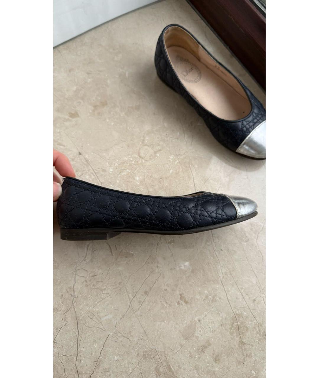 CHRISTIAN DIOR Темно-синие кожаные балетки, фото 5