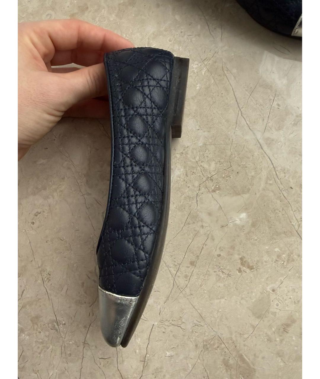 CHRISTIAN DIOR Темно-синие кожаные балетки, фото 4