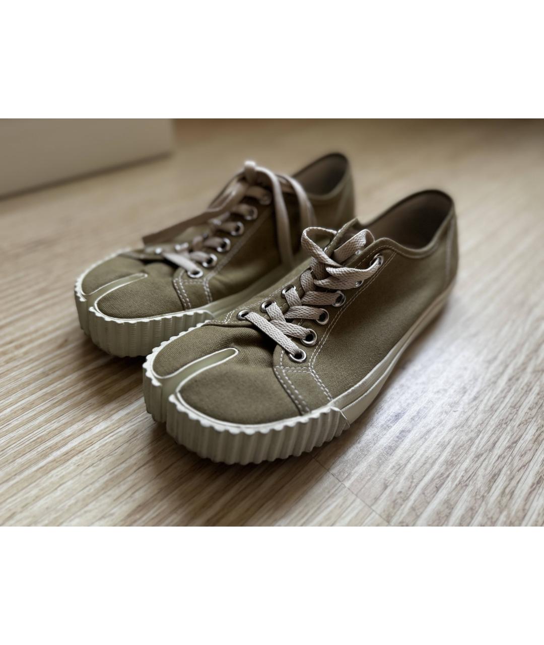 MAISON MARGIELA Хаки текстильные кеды, фото 2