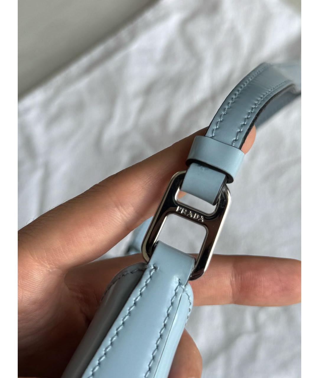 PRADA Голубая кожаная сумка с короткими ручками, фото 8