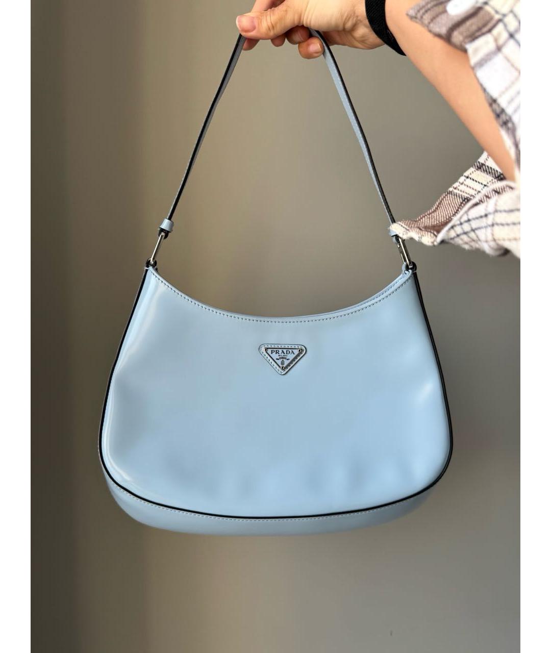 PRADA Голубая кожаная сумка с короткими ручками, фото 9