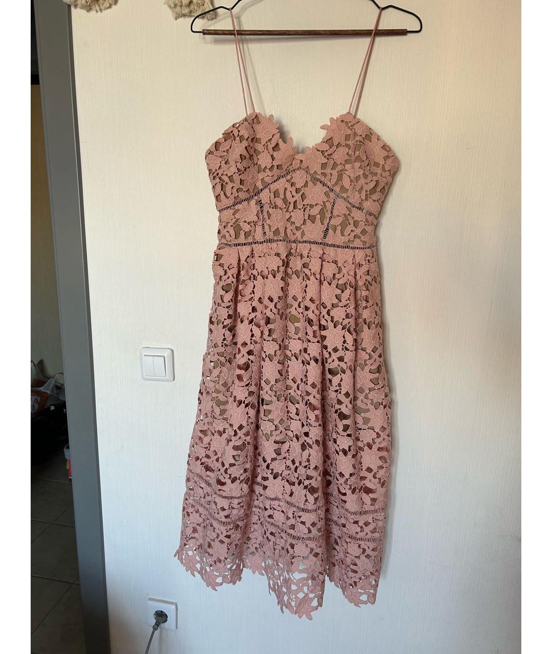 SELF-PORTRAIT Коралловое полиэстеровое коктейльное платье, фото 9