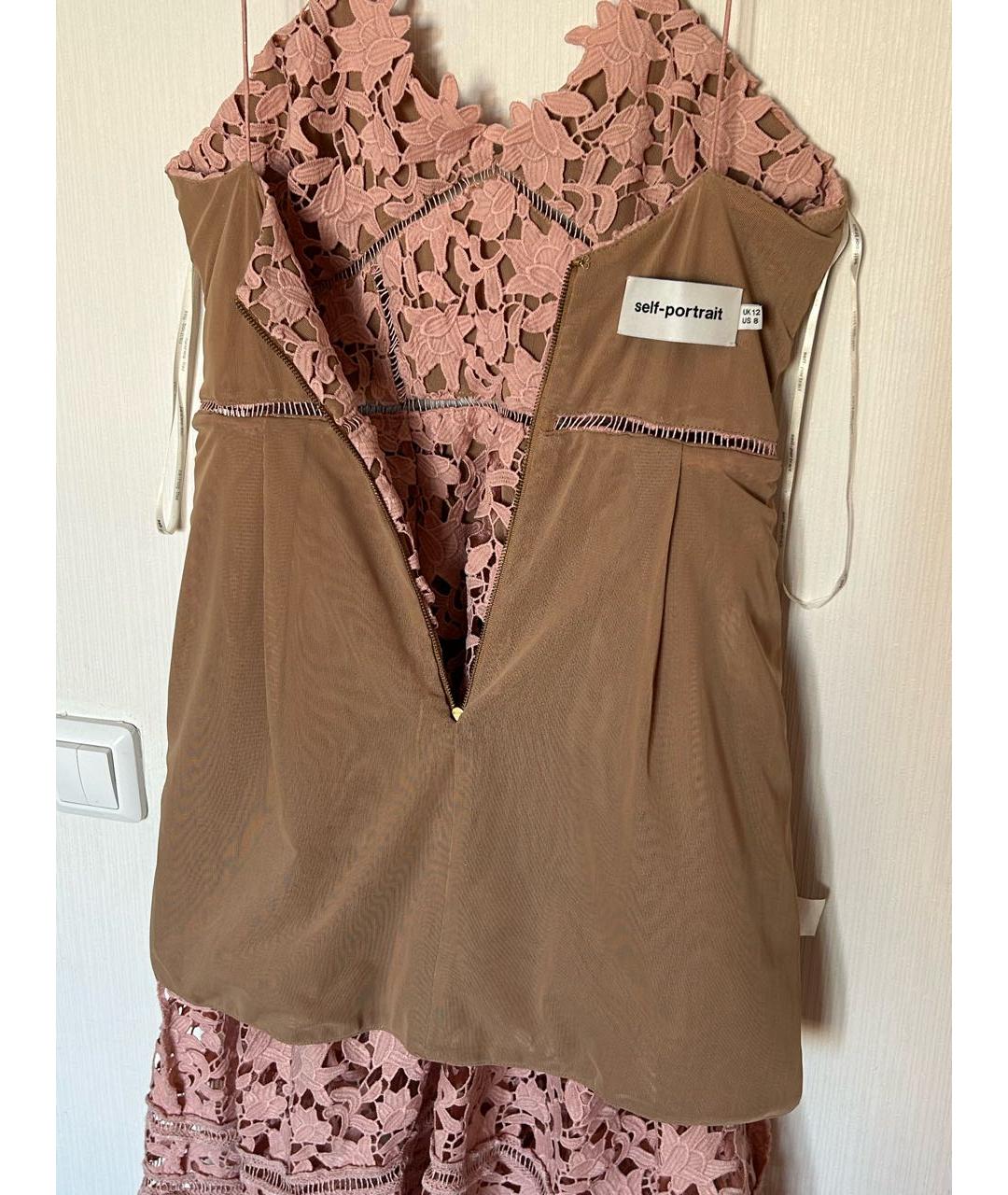 SELF-PORTRAIT Коралловое полиэстеровое коктейльное платье, фото 3