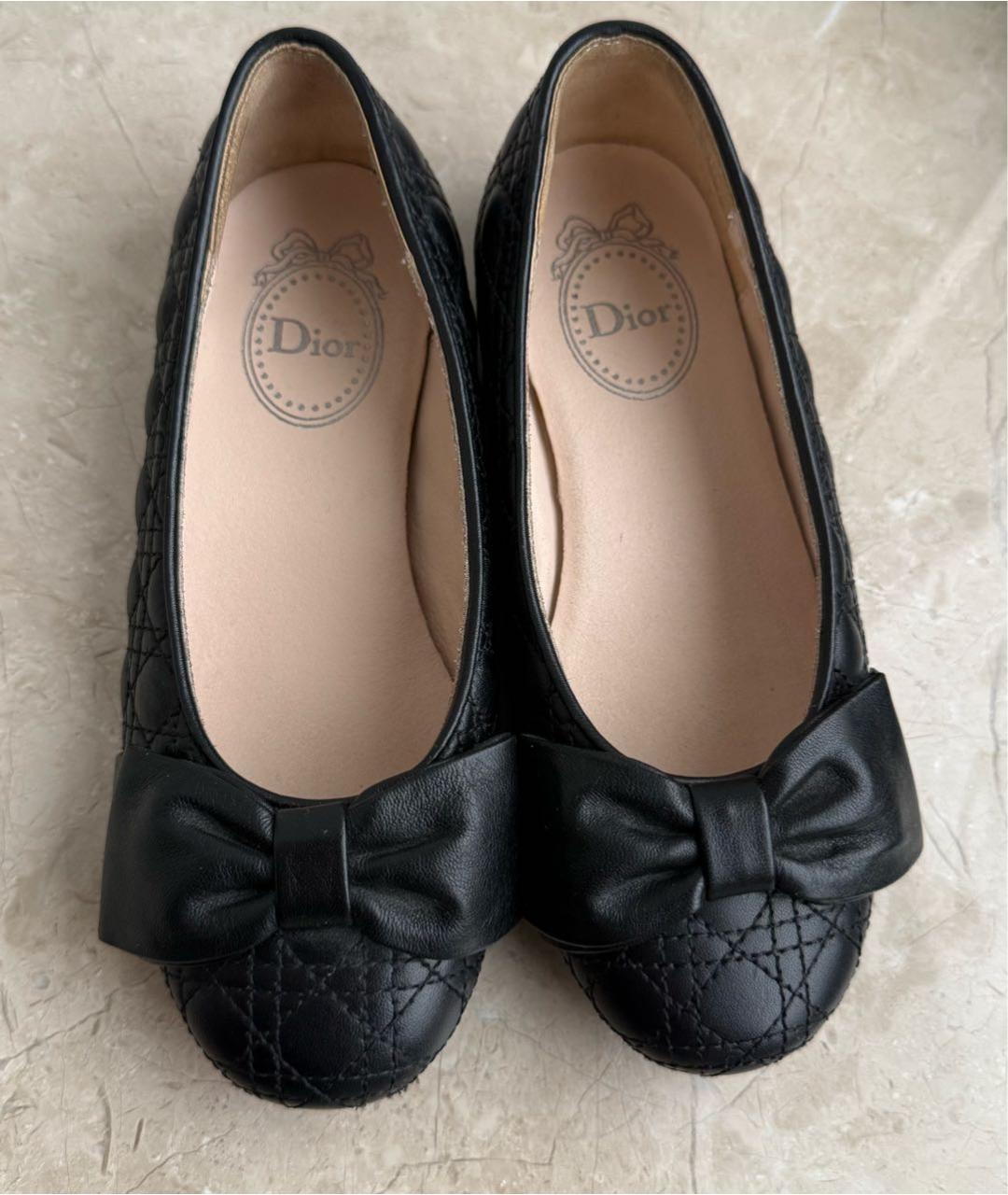 CHRISTIAN DIOR Черные кожаные балетки, фото 2