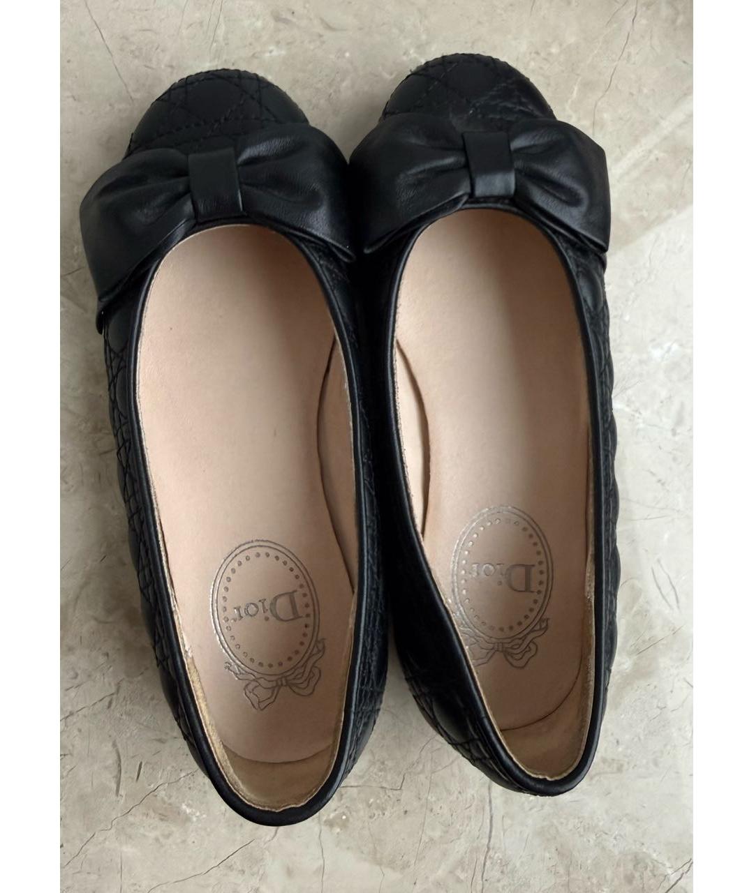 CHRISTIAN DIOR Черные кожаные балетки, фото 3