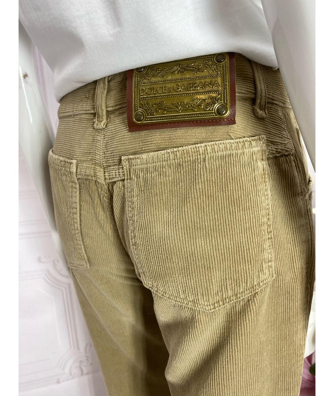 DOLCE&GABBANA Бежевые хлопковые прямые брюки, фото 7