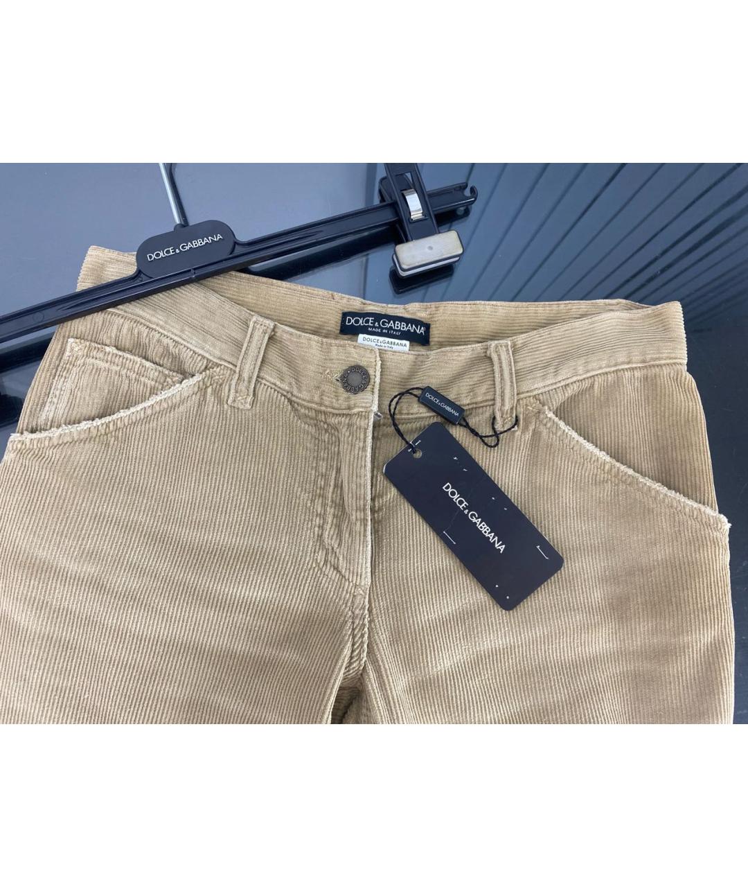 DOLCE&GABBANA Бежевые хлопковые прямые брюки, фото 3
