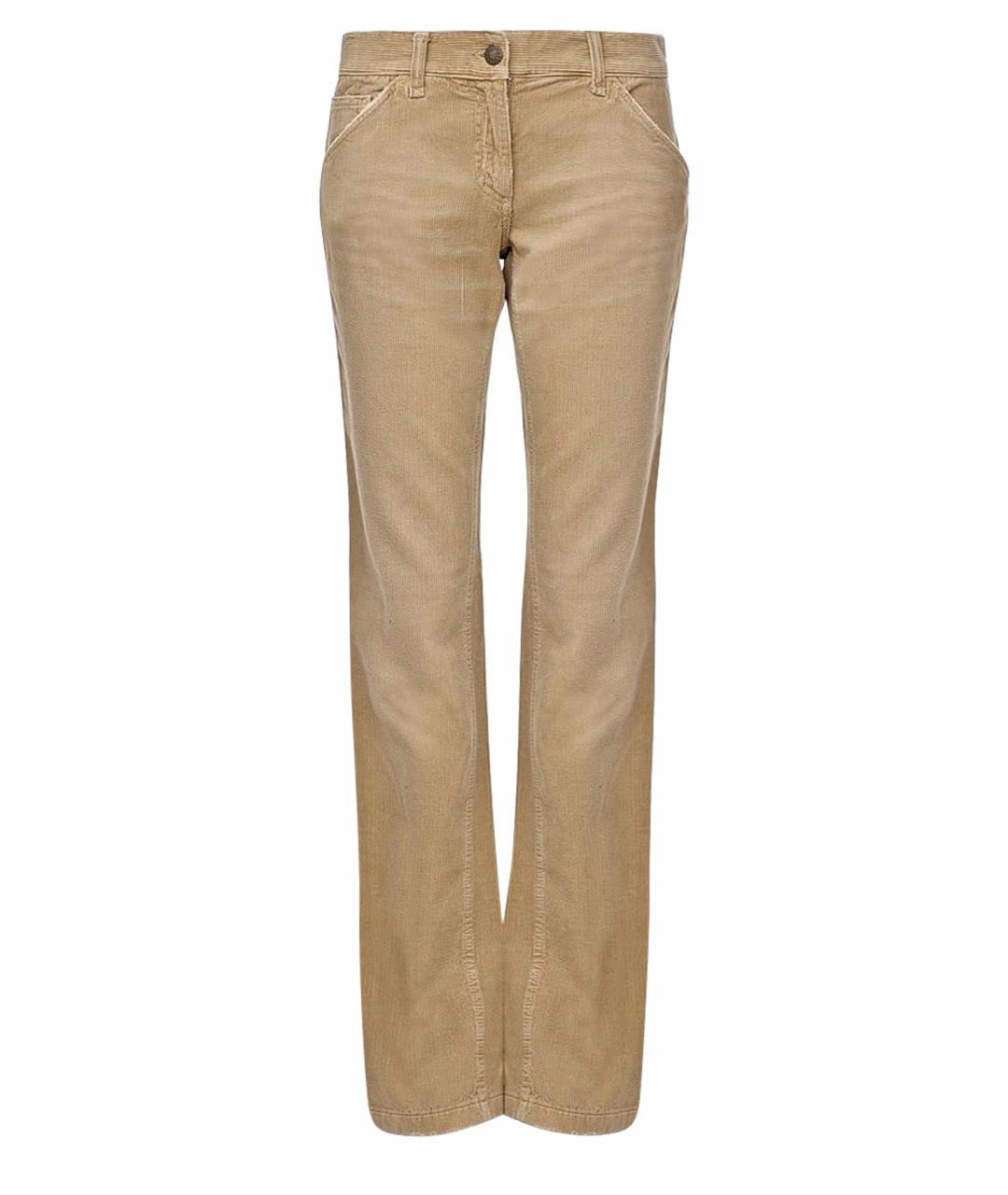 DOLCE&GABBANA Бежевые хлопковые прямые брюки, фото 1