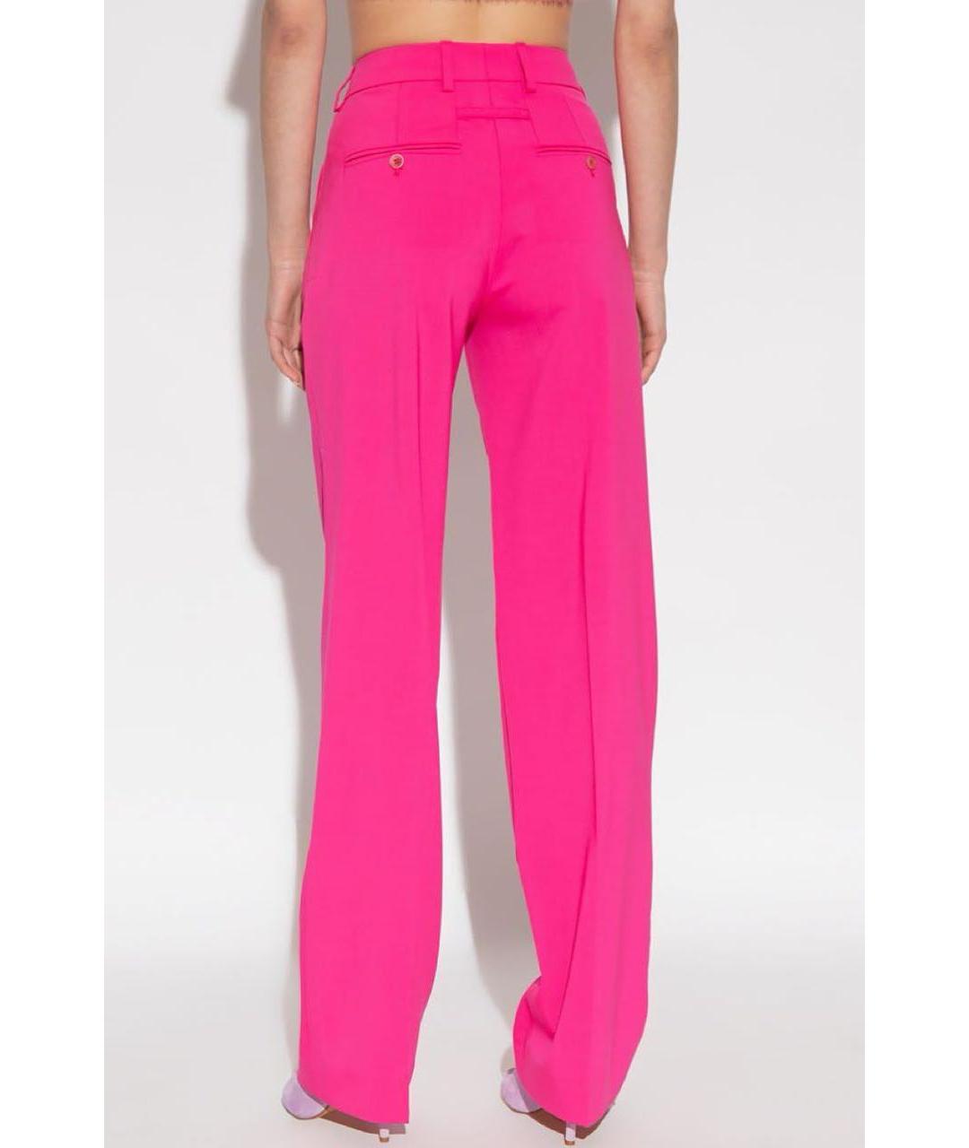 JACQUEMUS Розовые шерстяные прямые брюки, фото 3