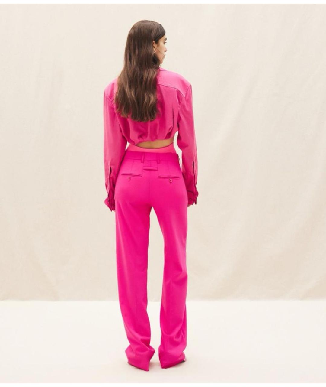 JACQUEMUS Розовые шерстяные прямые брюки, фото 6
