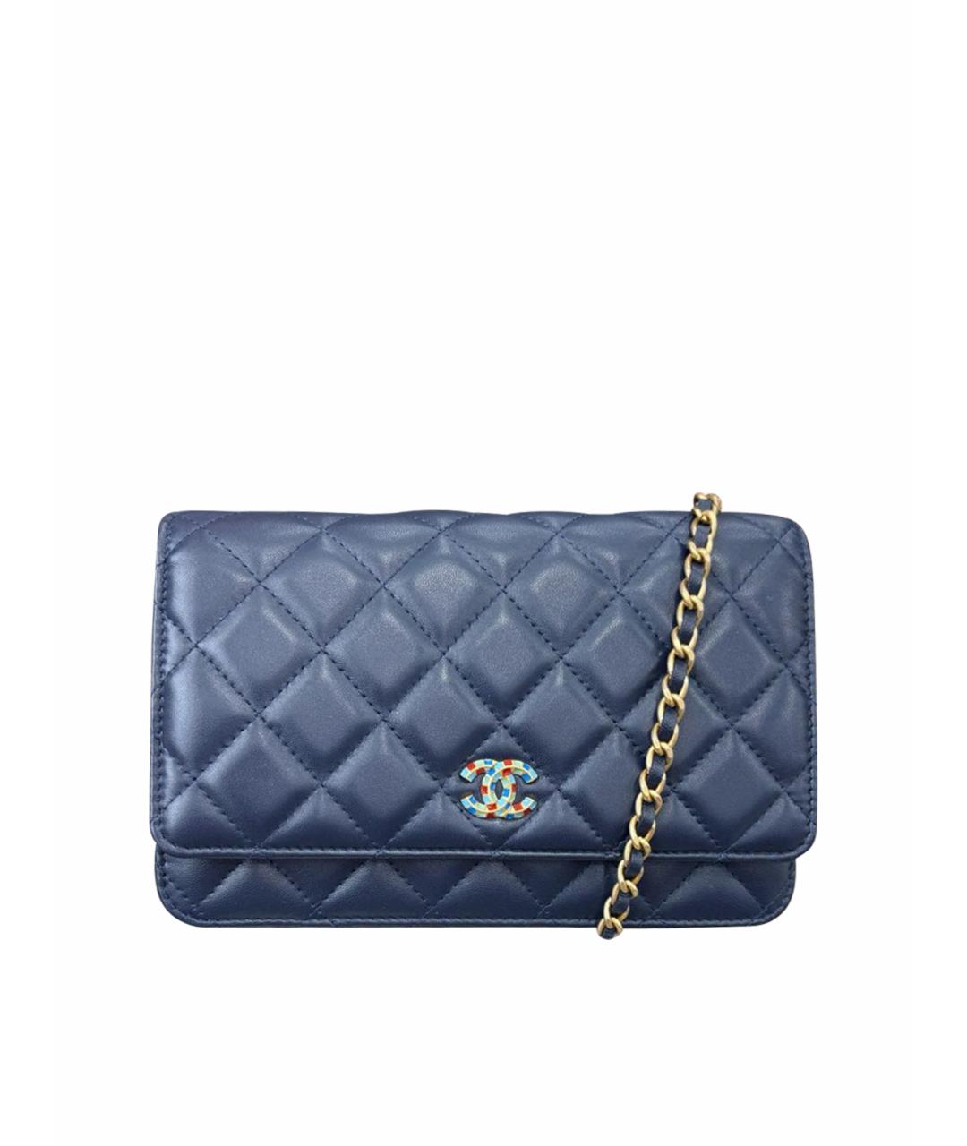 CHANEL Темно-синяя кожаная сумка через плечо, фото 1