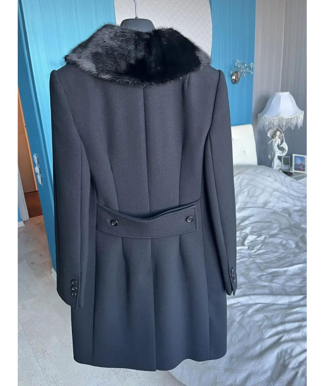 DOLCE&GABBANA Черное шерстяное пальто, фото 2