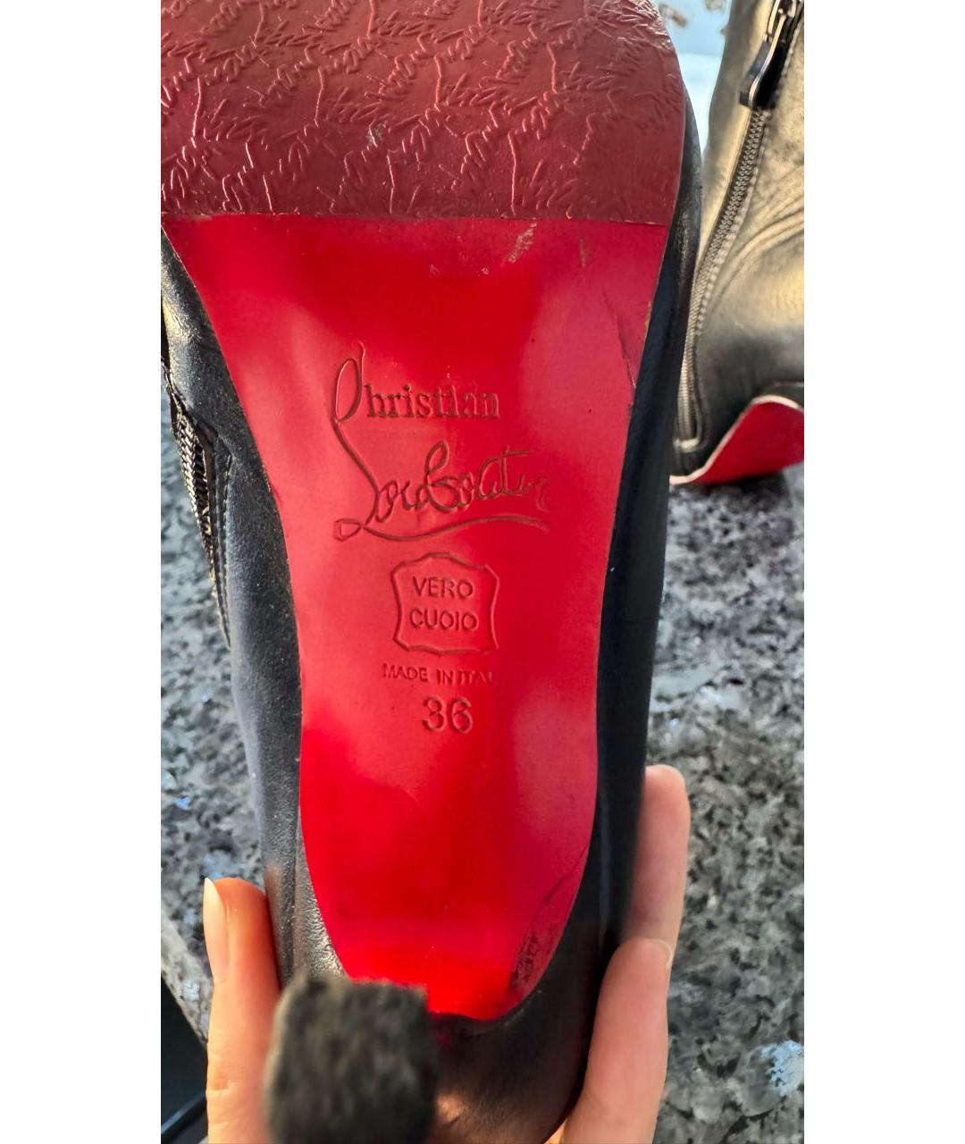 CHRISTIAN LOUBOUTIN Черные кожаные ботильоны, фото 6