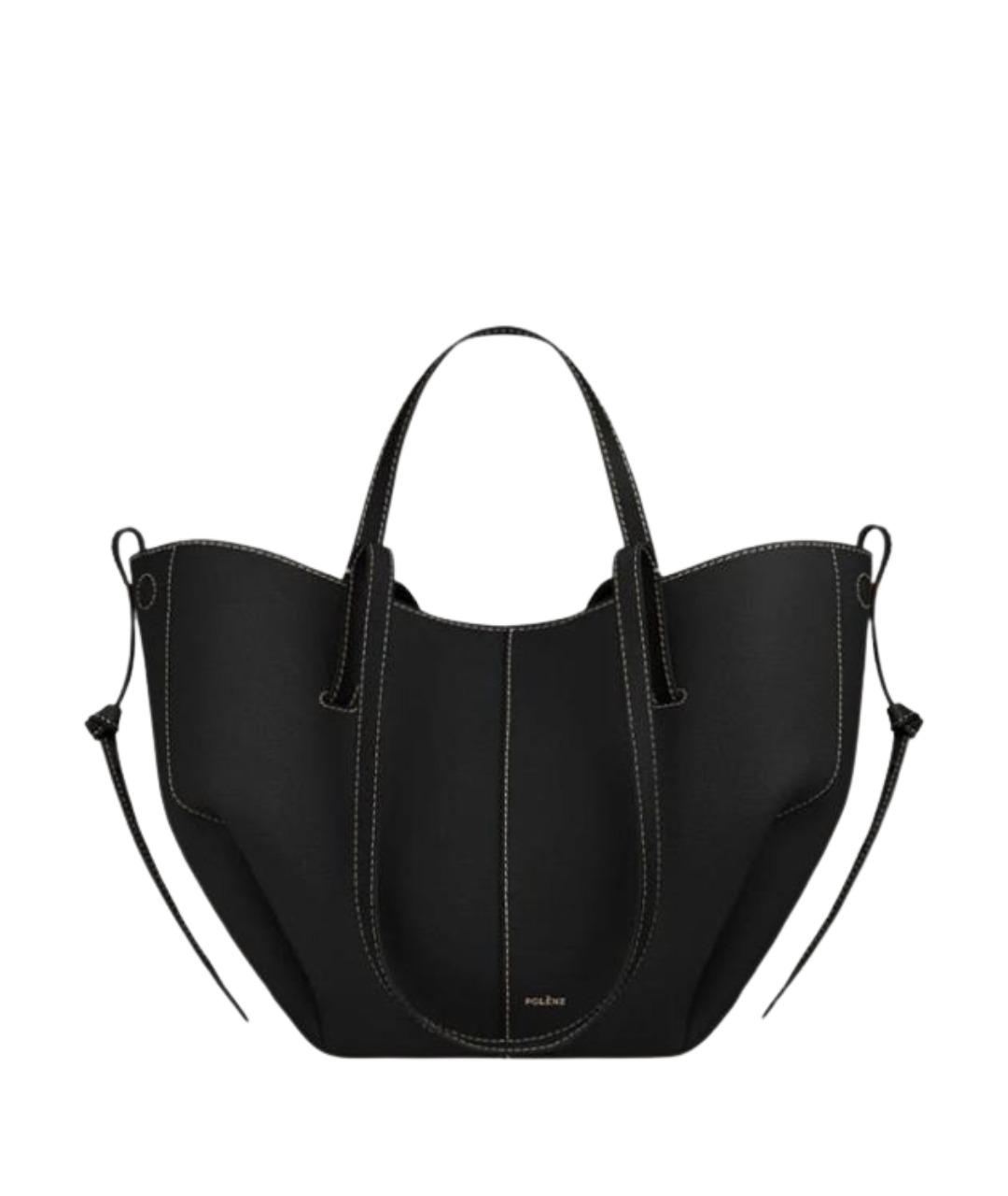 POLENE Черная кожаная сумка тоут, фото 1