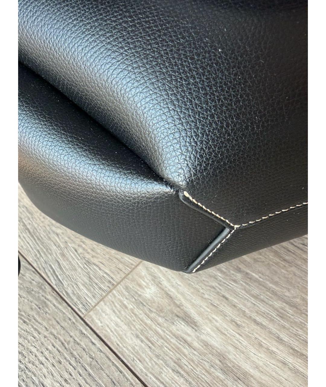 POLENE Черная кожаная сумка тоут, фото 6