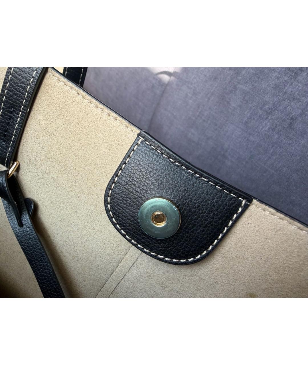 POLENE Черная кожаная сумка тоут, фото 3