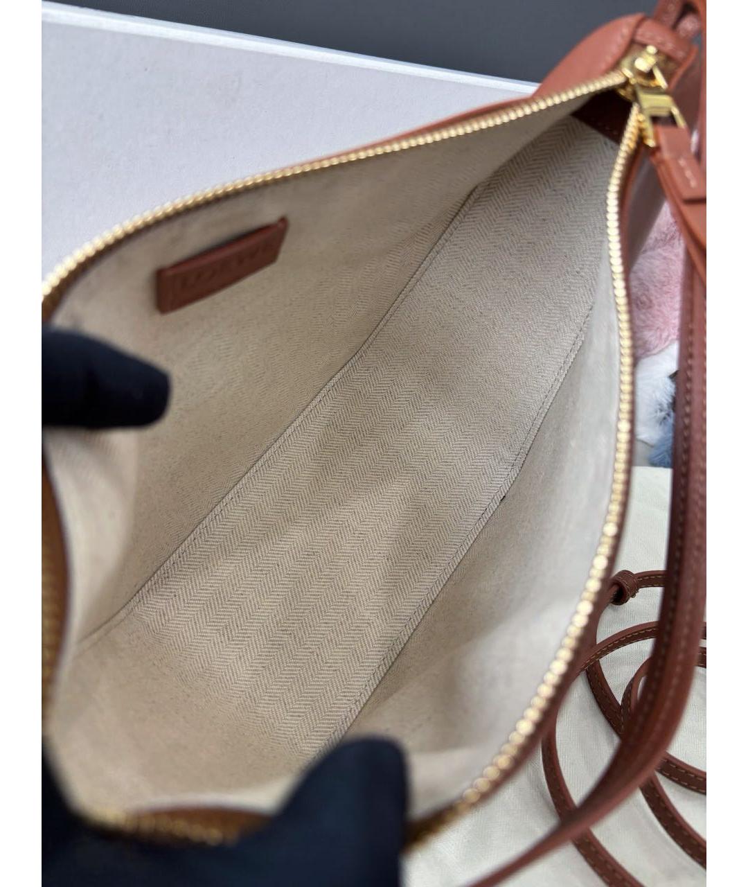 LOEWE Коричневая кожаная сумка с короткими ручками, фото 7