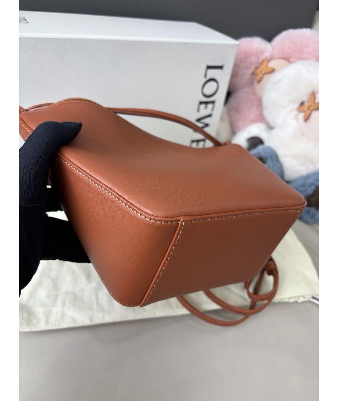 LOEWE Коричневая кожаная сумка с короткими ручками, фото 6