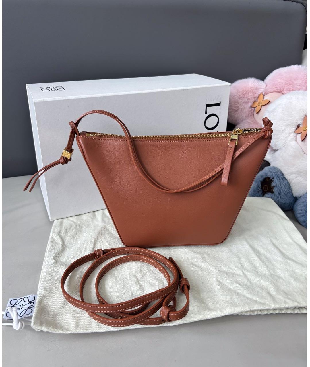 LOEWE Коричневая кожаная сумка с короткими ручками, фото 8