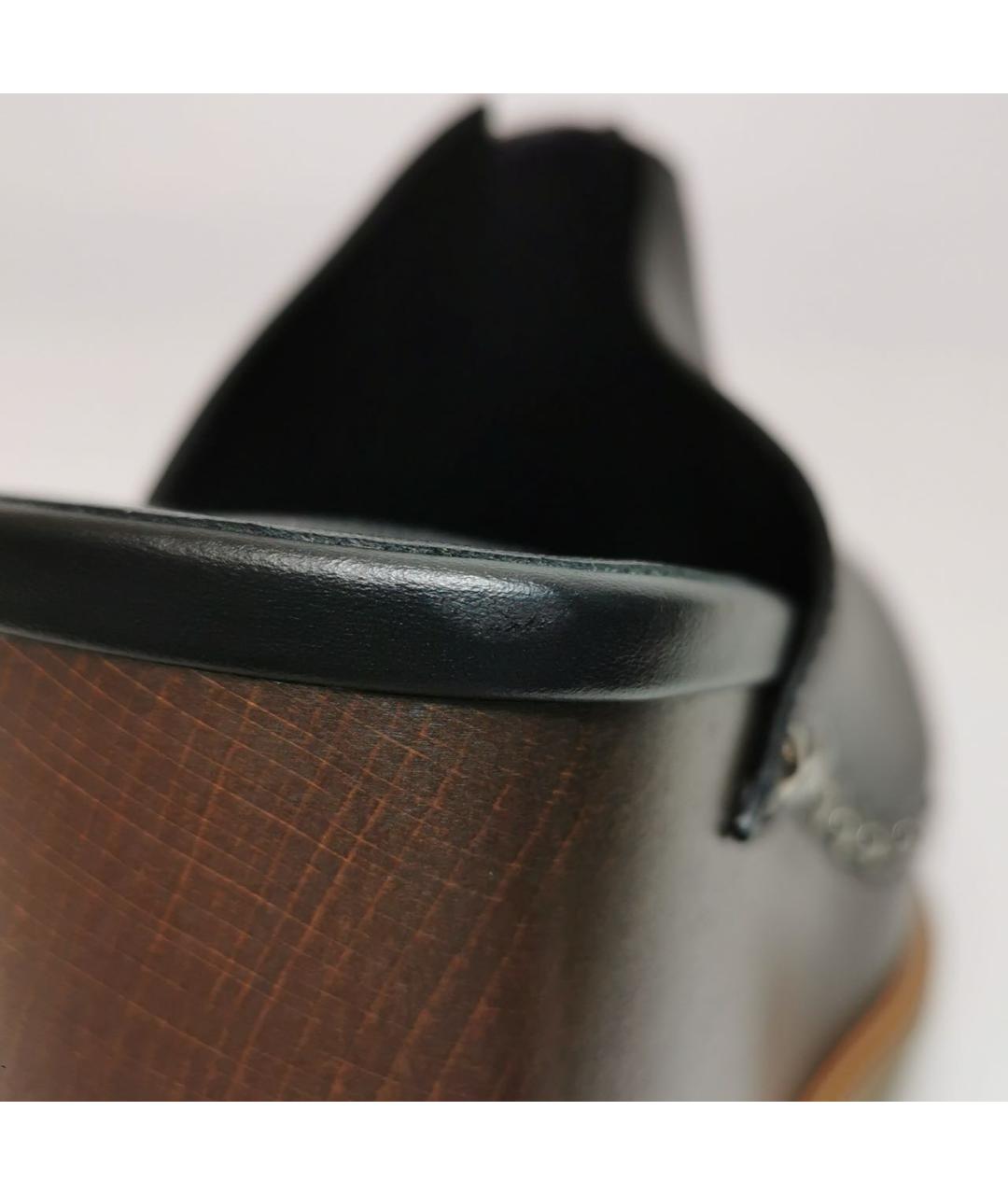 HERMES Черные кожаные сабо, фото 7
