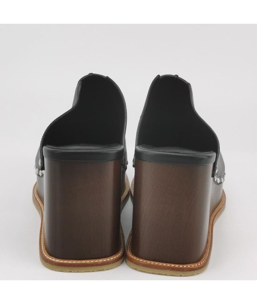 HERMES Черные кожаные сабо, фото 4