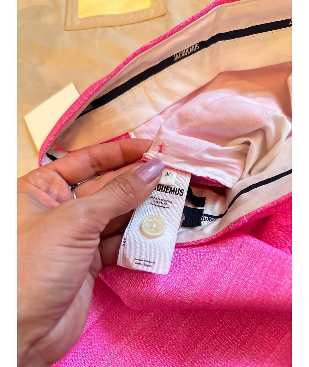 JACQUEMUS Розовые вискозные прямые брюки, фото 6