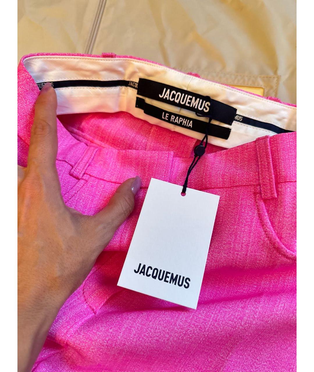 JACQUEMUS Розовые вискозные прямые брюки, фото 5