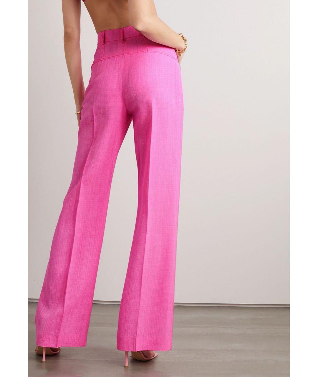 JACQUEMUS Розовые вискозные прямые брюки, фото 3