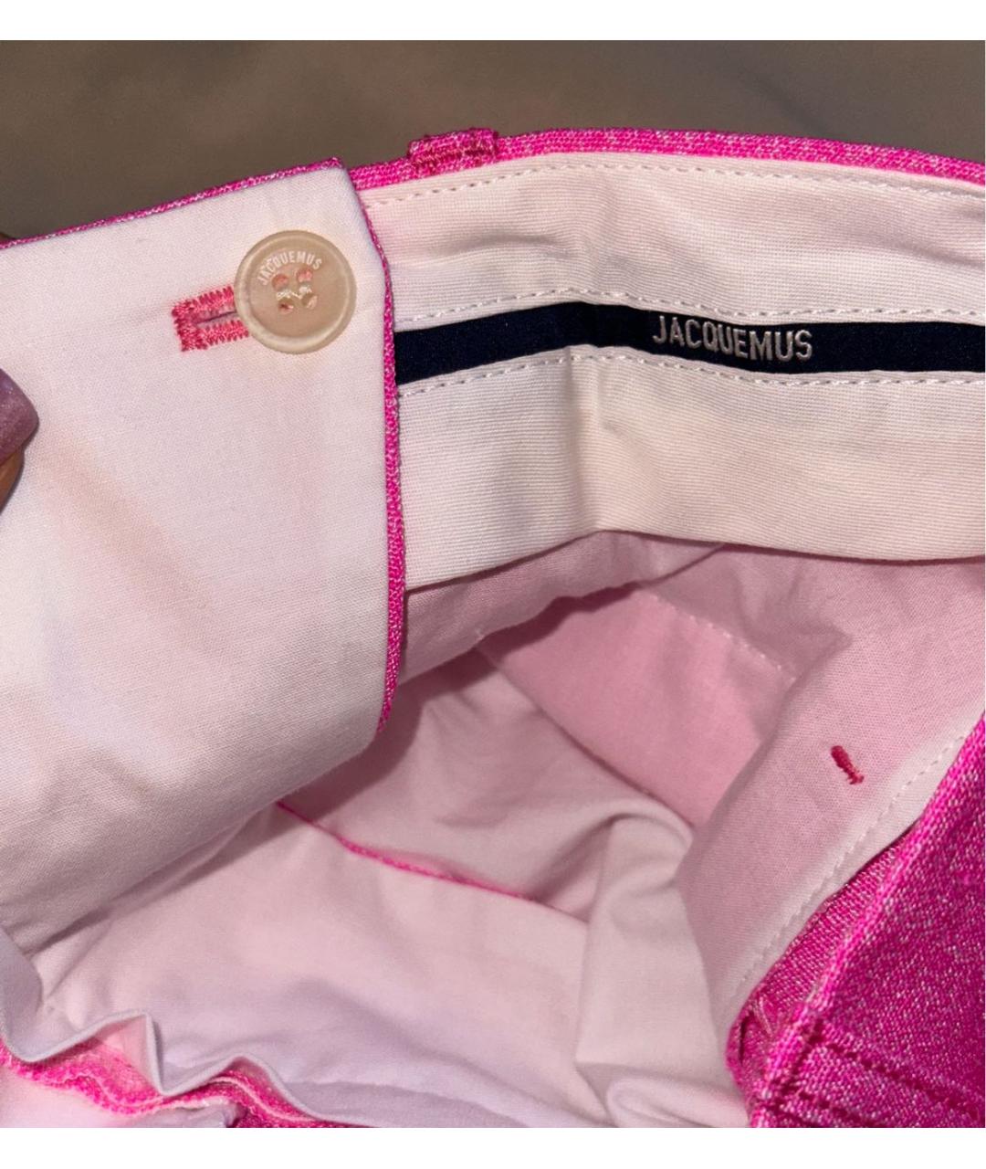JACQUEMUS Розовые вискозные прямые брюки, фото 8