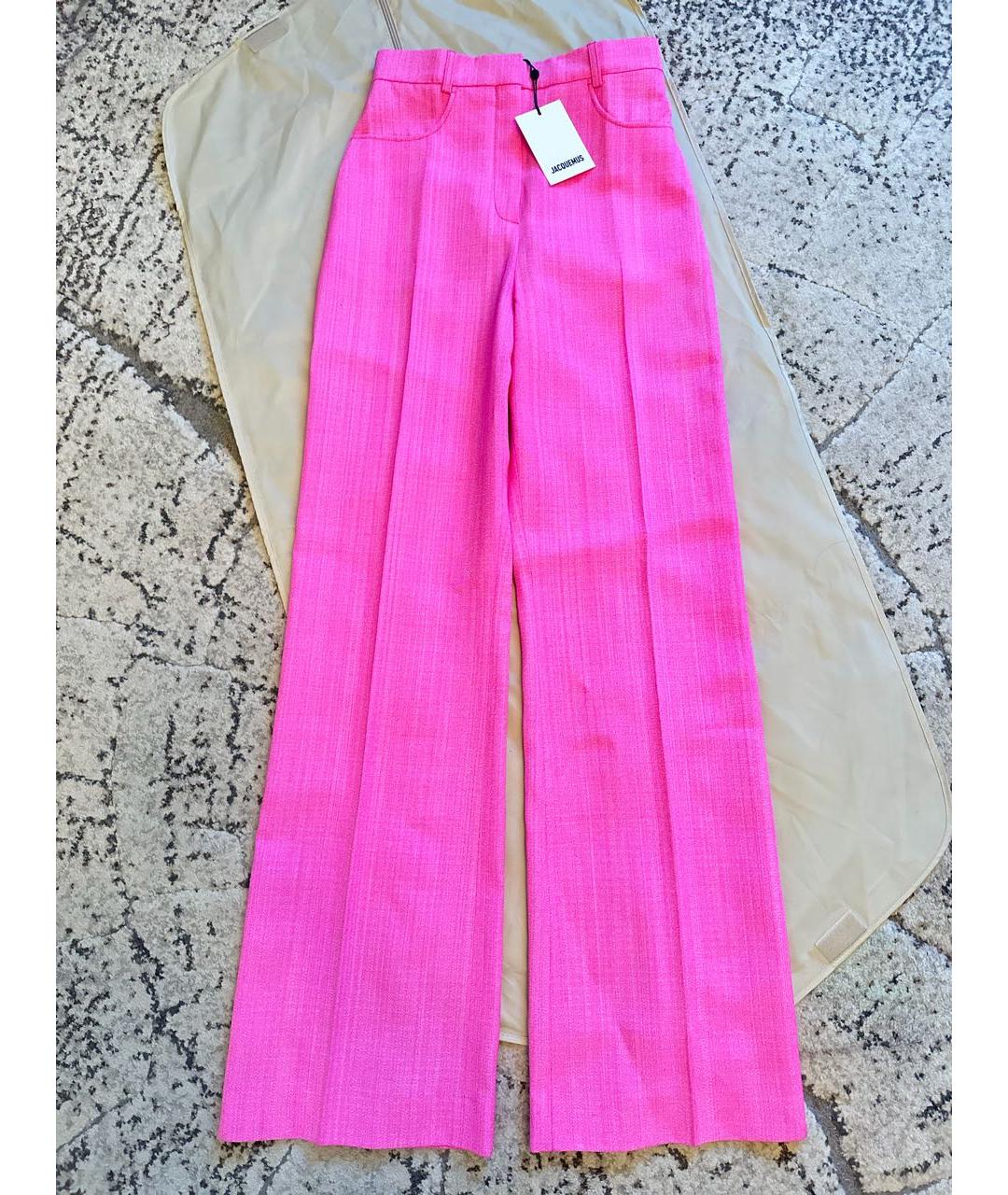 JACQUEMUS Розовые вискозные прямые брюки, фото 4