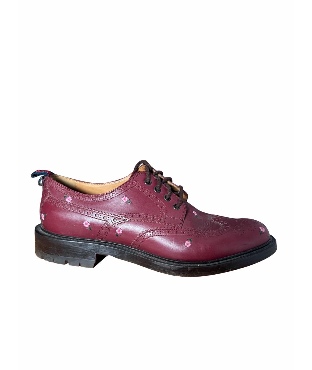 GUCCI Бордовые кожаные туфли, фото 1