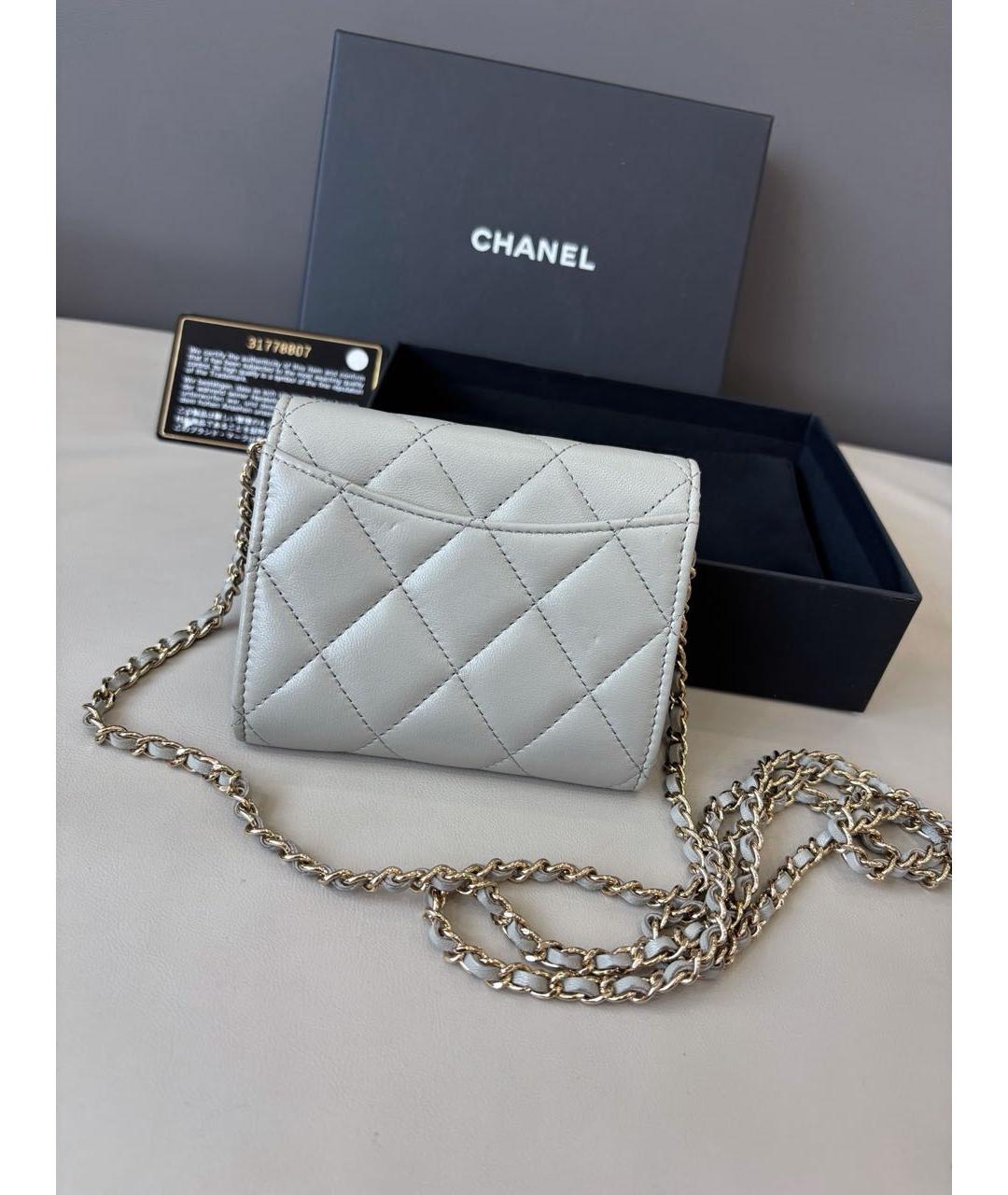 CHANEL Серая кожаная сумка через плечо, фото 4