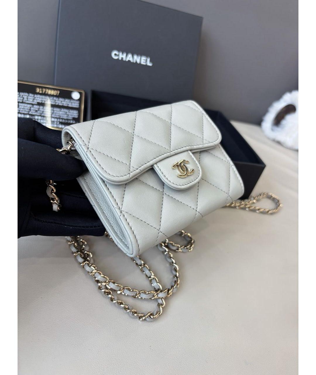 CHANEL Серая кожаная сумка через плечо, фото 3