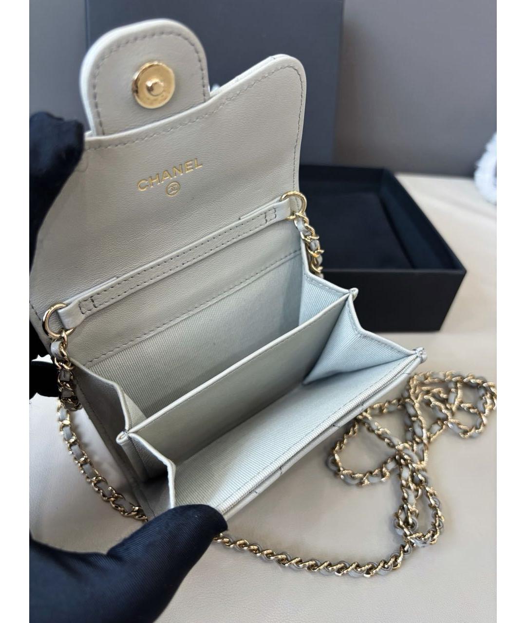 CHANEL Серая кожаная сумка через плечо, фото 7