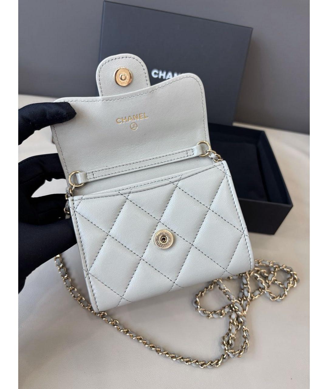 CHANEL Серая кожаная сумка через плечо, фото 6