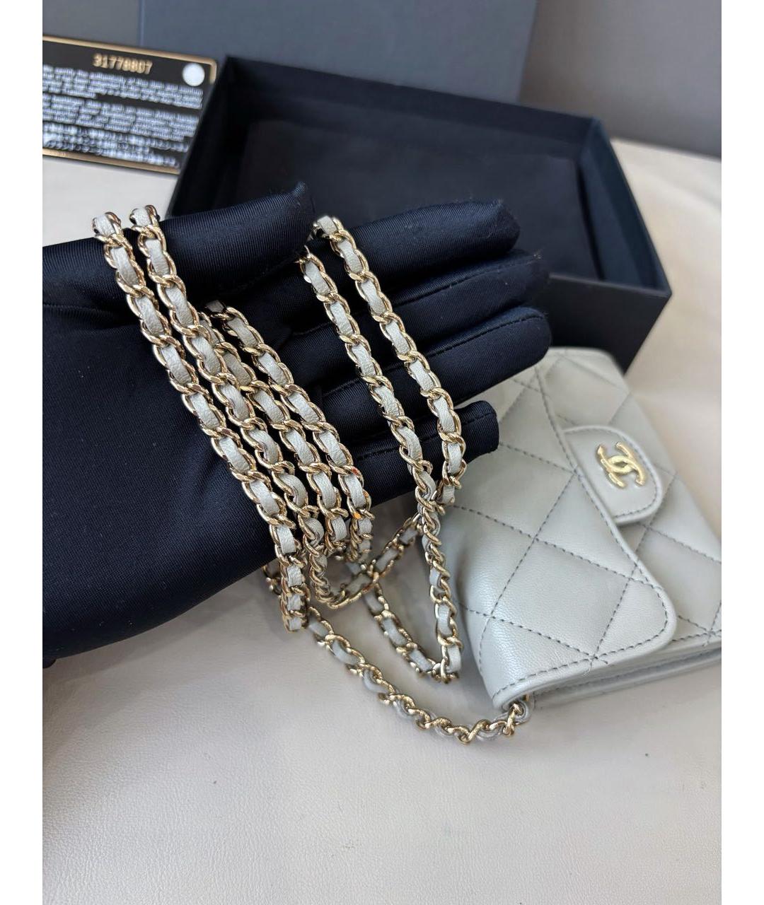 CHANEL Серая кожаная сумка через плечо, фото 5