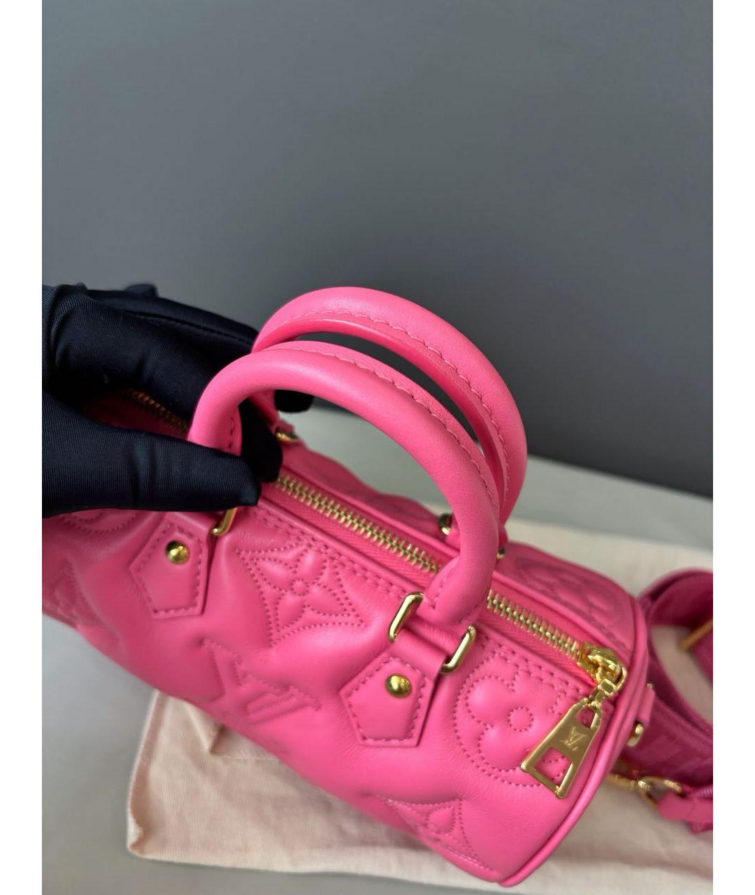 LOUIS VUITTON Розовая кожаная сумка с короткими ручками, фото 6