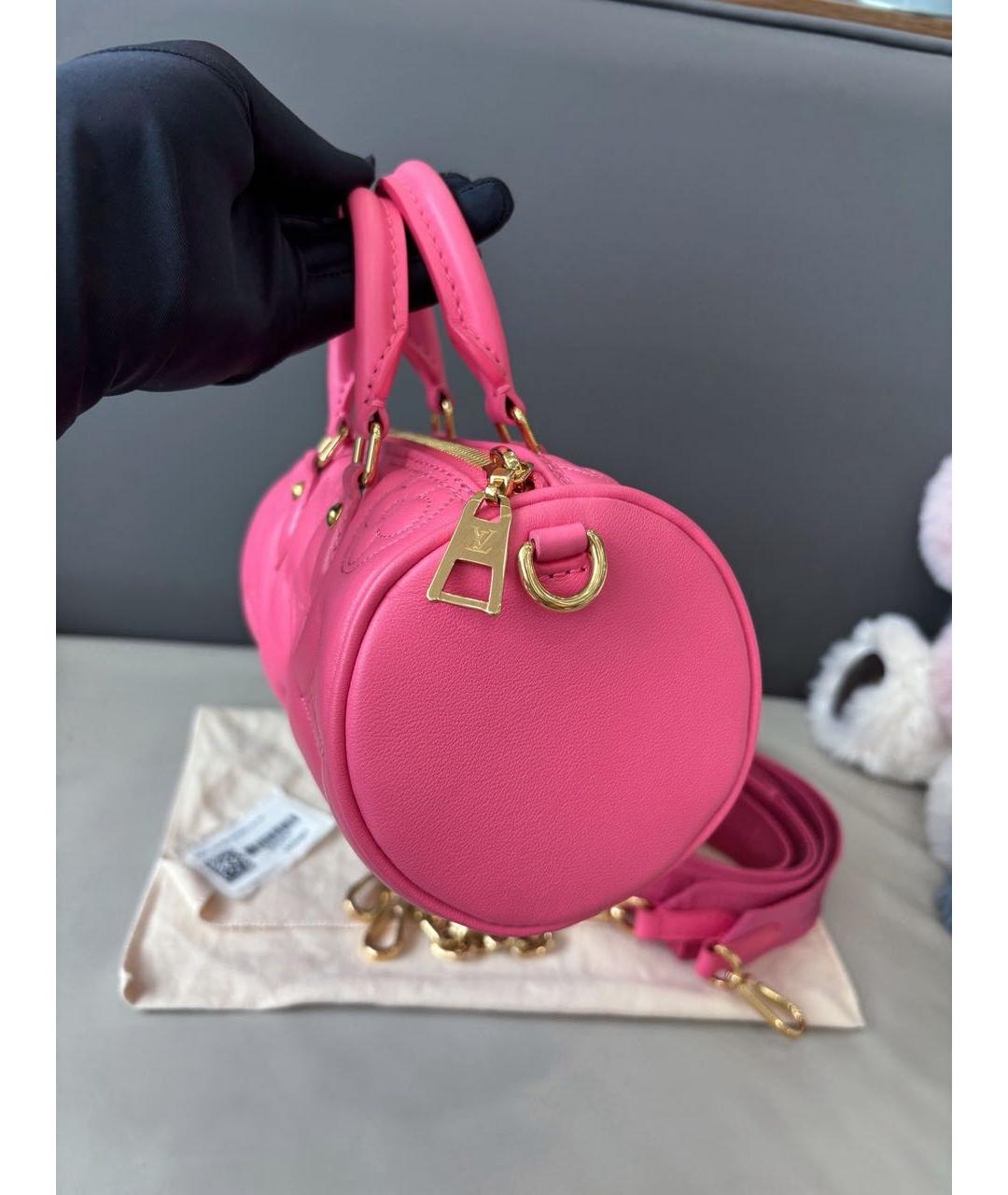 LOUIS VUITTON Розовая кожаная сумка с короткими ручками, фото 3