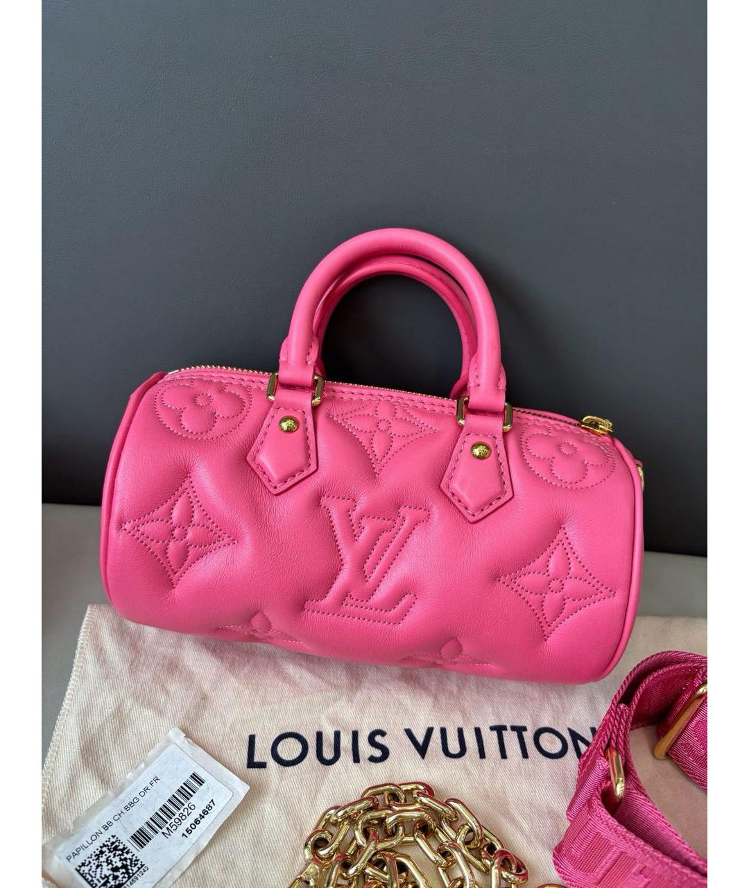 LOUIS VUITTON Розовая кожаная сумка с короткими ручками, фото 4