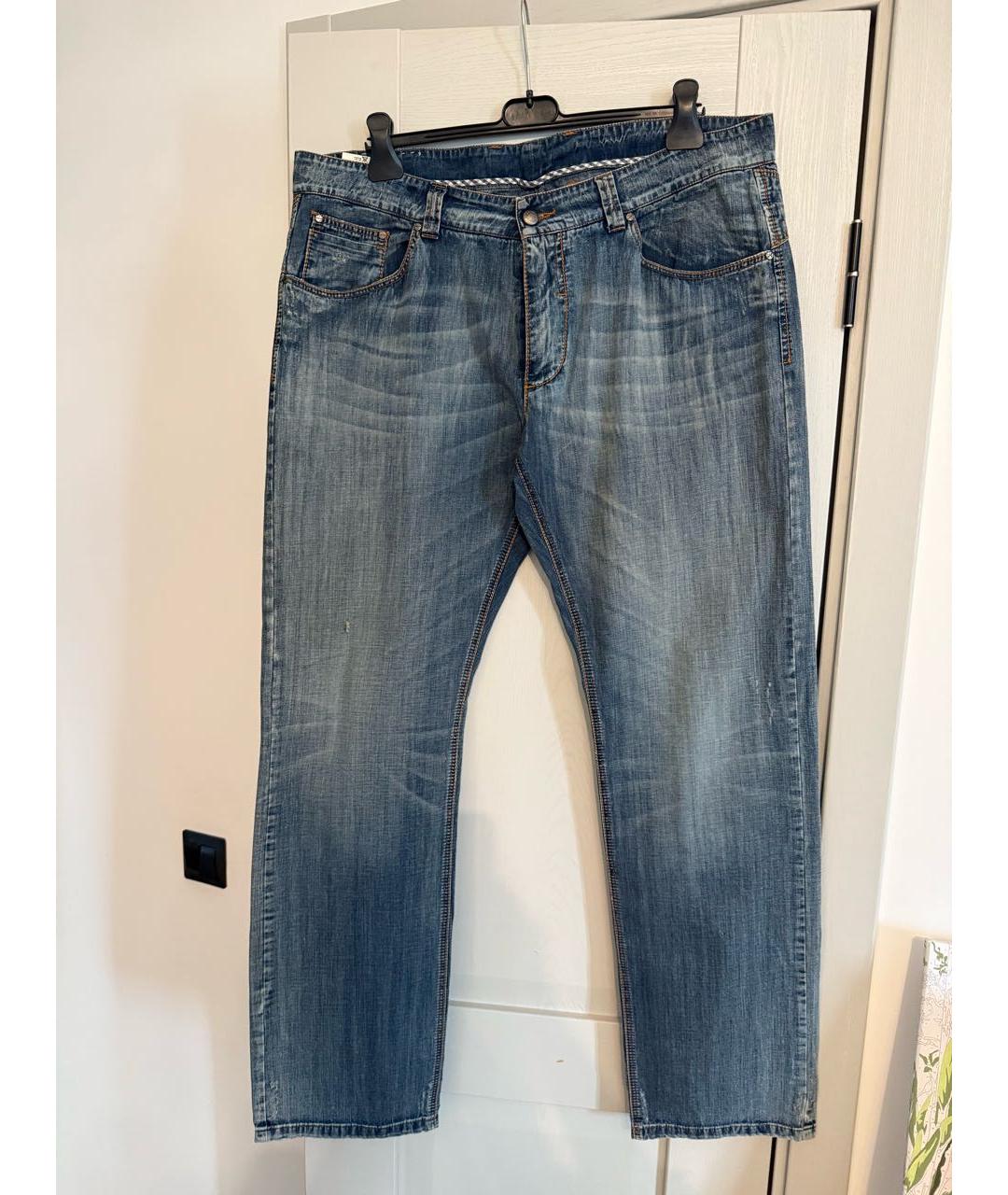 ERMANNO SCERVINO Синие хлопковые прямые джинсы, фото 4