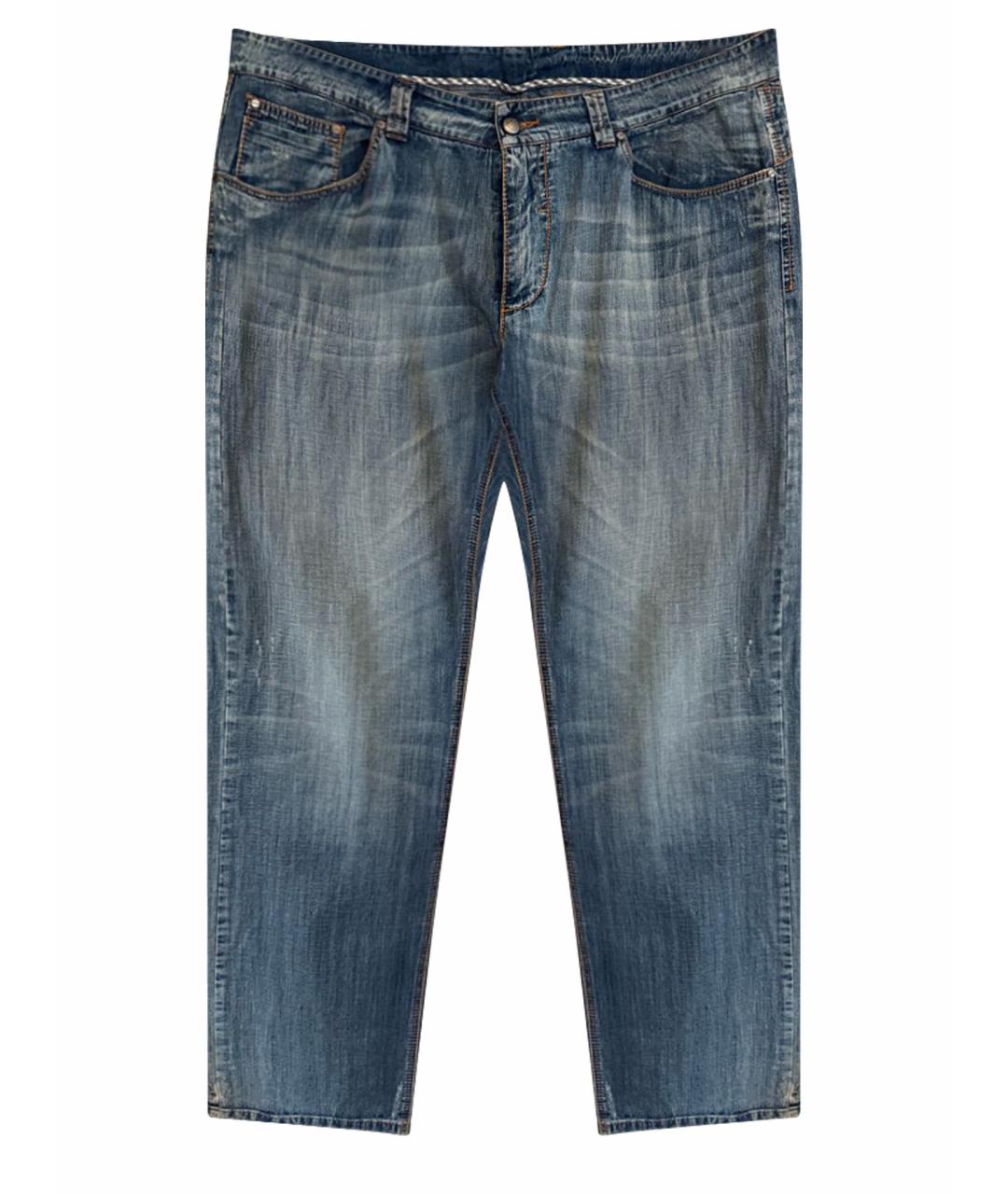 ERMANNO SCERVINO Синие хлопковые прямые джинсы, фото 1