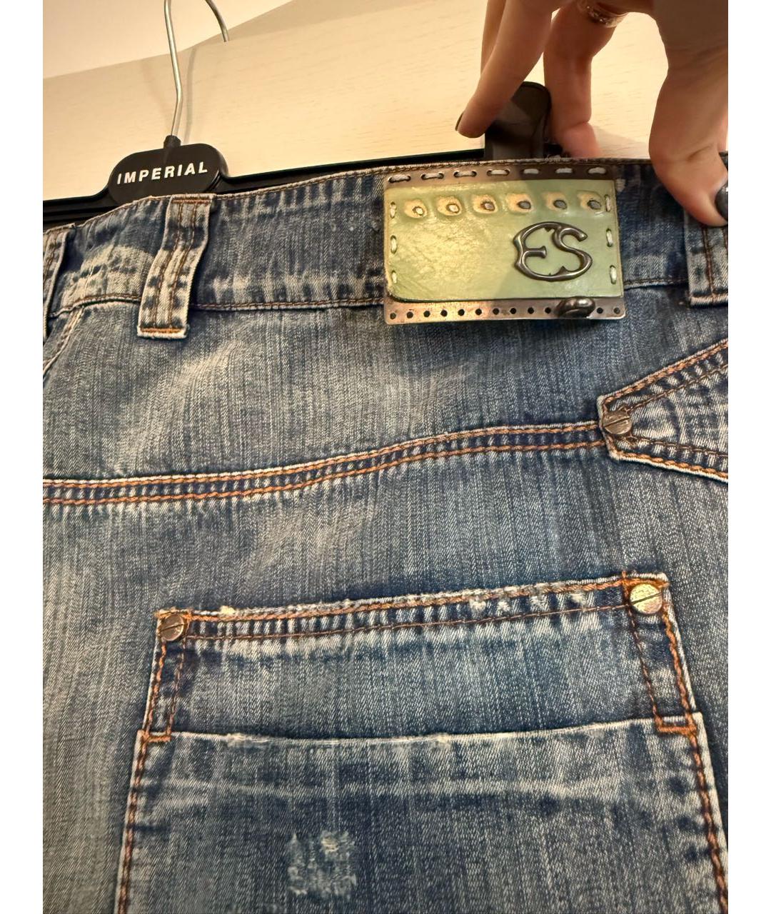 ERMANNO SCERVINO Синие хлопковые прямые джинсы, фото 2