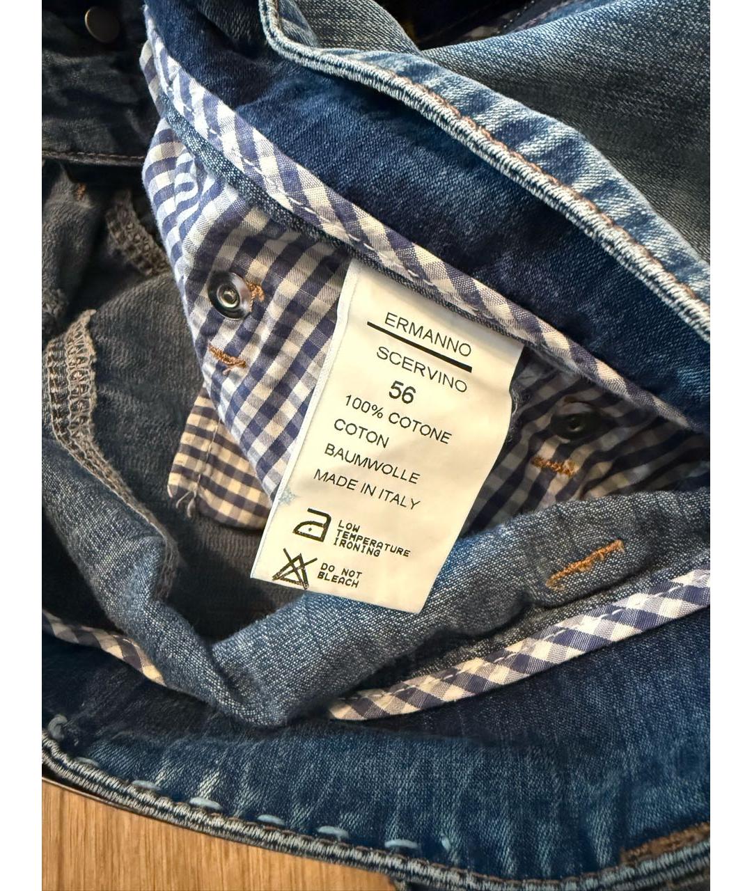 ERMANNO SCERVINO Синие хлопковые прямые джинсы, фото 3
