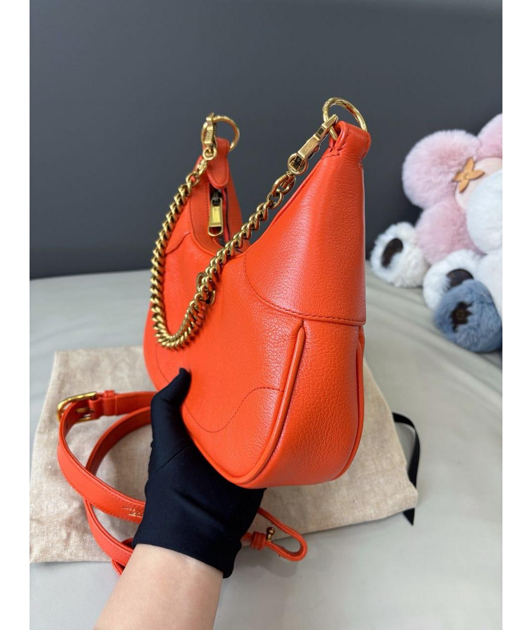 GUCCI Оранжевая кожаная сумка с короткими ручками, фото 3
